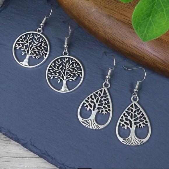 Tree dangling sliver earrings 2 sets - Picture 2 of 6